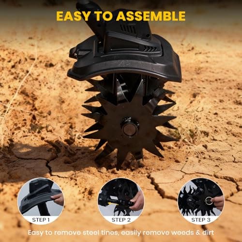 Cordless Tiller Cultivator Compatible with Dewalt 20V Battery(Tool Only), 9-Inch Tilling Width, 6.6-Inch Depth 360RPM Electric Brushless Tiller Garden Rototiller for Lawn/Gardening/Soil Cultivation view 6