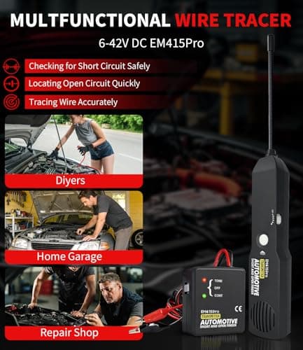 EM415Pro Wire Tracer Electrical Automotive Open & Short Finder, VEHLIVE 6-42V DC Circuit Tester Automotive Circuit Breaker Finder Fault Probe Wire Tracker Electrical Cable Tracer for Car, Boat,Trailer view 2