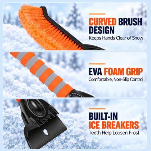 26 Inch Detachable Snow Brush with Ice Scraper for Car Windshield, Orange view 6