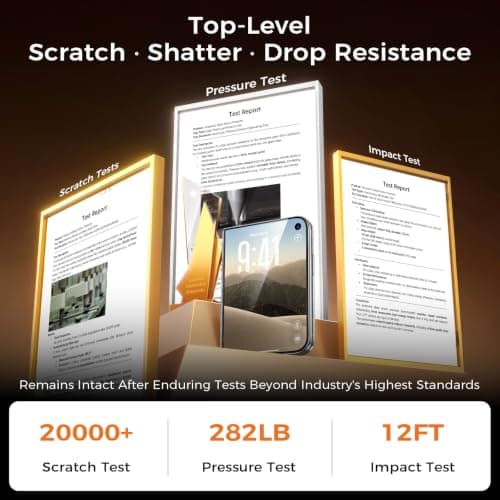 Zeniss NeverBreak 9H+ Hardness for iPhone Duo Screen Protector 12FT Military Grade Protection (Scratch, Shatter, Drop Resistance) Duo Tempered Glass Full Edge Coverage Case Friendly 2 Pack view 4