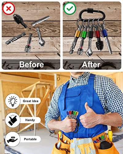 Tool Gifts, Upgrade, Steel Material, Katerk 5PCS 1/4 Inch Hex Shank Screwdriver Bits Holder Extension Bar Screw Adapter Drill Handy Heavyduty Keychain Bit Holder for Electric Screwdrivers, 5 Colors view 3