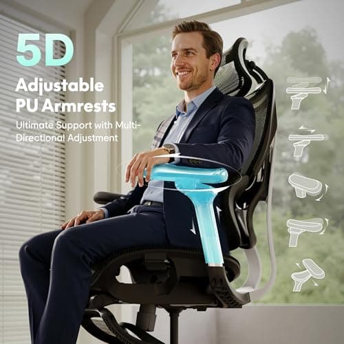 FLEXISPOT Ergoe-NEX Max Ergonomic Office Chair Black - Aluminum Alloy Frame & Base, 661 lb Capacity, 5D Armrests, 4D Adaptive Lumbar & 4D Headrest 1 view 5