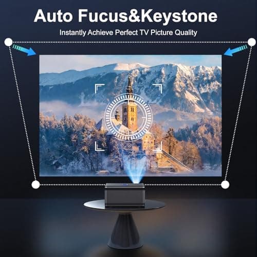 [Built-in Apps & Native 1080P] Smart Projector with WiFi and Bluetooth,Ultra-Bright 1000 ANSI,Auto Focus & Keystone Portable Outdoor Projector,Polaring 4K Support Dual Band Android Movie Projector view 4