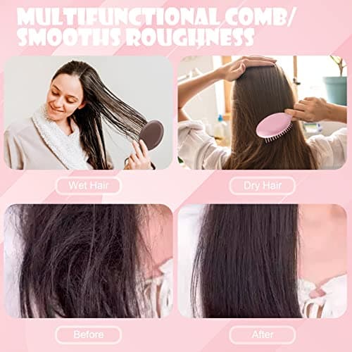 Mini Hair Brush 28 Pack, ANSLCA Hair Brushes Bulk Small Brush Set - Include 14 Travel Brush + 14 Fine Wide Detangling Hair Combs Wet Dry Hair for Girls Women Boys Men Kids (Stylish Colorful) view 4