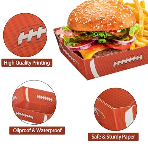 LyhongParty 48PCS Superbowl Party Decorations,5lb Large Serving Boats for Football Party Decorations, Football Paper Food Trays, Superbowl Party Supplies view 5
