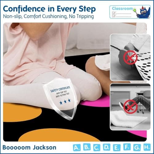 Booooom Jackson 7'6''x13' Colorful Circle Classroom Rug for Kids Room Seating Décor - Thick Nylon Large Preschool Carpet Daycare Rug for Teaching & Playroom, Non-Slip &No Triping,20X Stain Resistance view 3