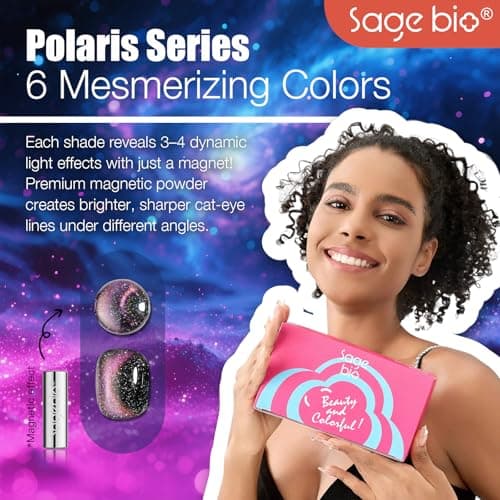 SAGEBIO Cat Eye Gel Nail Polish, 15ml Magnetic Gel, High-Gloss, Long-Lasting, Magnetic Stick for DIY Manicures, 3D Effect, Rich & Vibrant Colors, 04 view 2