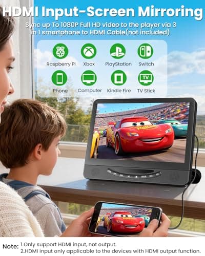 12.5"
Dual
Car
DVD
Player
with
1080P
HDMI
Input,
Full
HD,
Rechargeable | FELEMAN Portable Headrest DVD Players for Car Play 2 Different Movies, 5-Hour Rechargeable Battery, Car Entertainment System view 3
