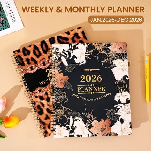2026 Planner Weekly and Monthly Daily Calendar Planners 8.5 x 11, Jan 2026-Dec 2026, Hard Cover Large Yearly Agenda with Stickers & Tabs for Women Work Home- Green Floral view 2