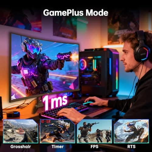 KTC 32 Inch Curved Gaming Monitor, 2K 180Hz Computer Monitor, Up to 185Hz, QHD 1500R PC Monitor 1ms with Adaptive Sync, DisplayPort/HDMI/USB, VESA Wall Mount, Tilt Adjustable, H32S5 view 5