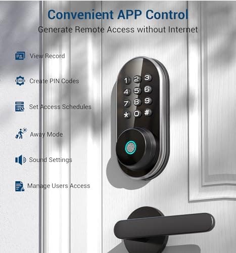 TEEHO TE342 Fingerprint Smart Keyless Entry Door Lock with Keypad, Bluetooth App Remote Control - Electronic Deadbolt for Front Door - Auto Lock - Silver view 3
