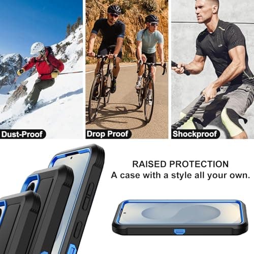 Annymall for Samsung Galaxy S25 Case with 2 Screen Protector,Shockproof Military Grade Drop Protection Multi-Layer Heavy Duty Durable Rugged Bumpers Tough Cell Phone Protective Cover (Black/Blue) view 6