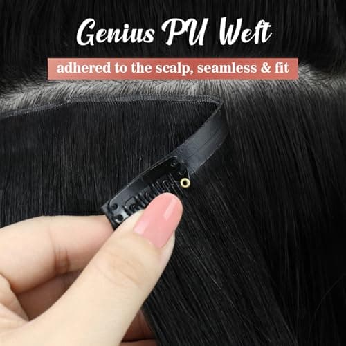 Ve Sunny Brown Hair Extensions Clip ins Human Hair Invisible Seamless Real Hair Extensions Genius Human Hair Clip in Extensions Full Head 20 inch 120g view 4