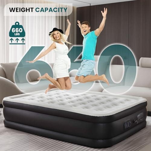 DUMOS Twin Air Mattress - 16" Inflatable Blow Up Airbed with Built-in High Capacity Pump, Double Height, Non-Slip Bottom Design, Weight Capacity 660 lbs Air Bed for Home or Camping view 4
