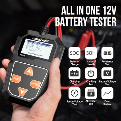 KONNWEI KW208 12V Car Battery Tester, Battery Load Tester Automotive 12V Alternator Starter Tester Digital Auto Battery Analyzer Charging Cranking System Tester for Car Truck Marine Motorcycle Boat view 2