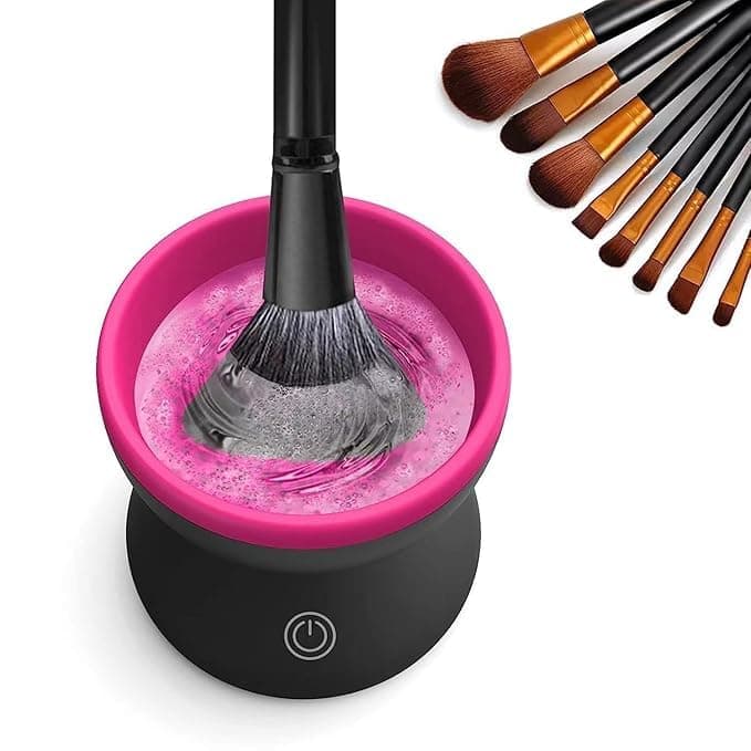 AIQIBAO Portable Electric Makeup Brush Cleaner Machine，USB Cosmetic Brush Cleaner Tools Automatic Brush Silicone Brush Spinner Wash and Dry Deep Cleaning Machine (C) — image 1
