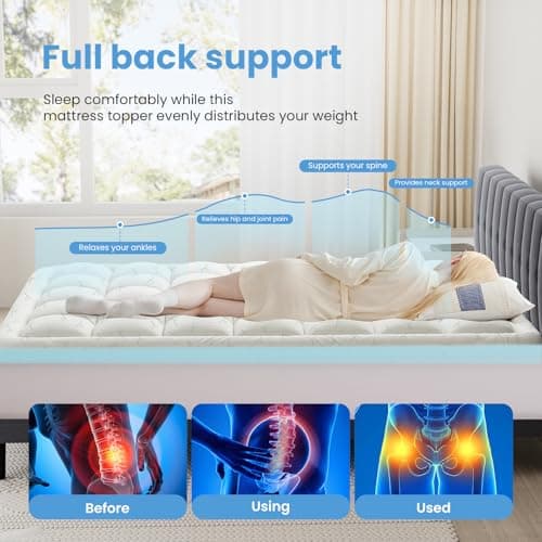 DUMOS Dual Layer 4 Inch Mattress Topper Full, Memory Foam Mattress Topper - 2 Inch Gel Memory Foam and 2 Inch Pillow Top Mattress Pad Cover for Back Pain, Thick Soft Topper with 8-16 Inch Deep Pocket view 3