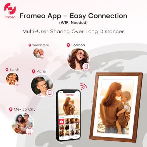 Frameo 10.1'' Digital Picture Frame WiFi, Electronic Photo Frame 32GB | 1280*800 HD Touch Screen Photo Digital Frame for Wall, Share Photo Video, Gifts for Mom, Anniversary House Warming Gifts view 3