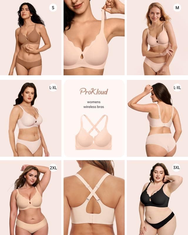 ProKloud Wireless Bras for Women Wave Push Up No Underwire Bralettes Seamless Full Coverage Support Lift Everyday Bra view 5