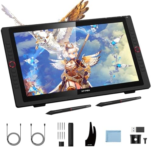 Drawing Tablet with Screen XPPen Artist 22R pro Computer Graphics Tablet 120% sRGB with Battery-Free Stylus Full-Laminated Technology, 21.5 inch Pen Display with 20 Shortcut Keys & 2 Red Dial(Black)