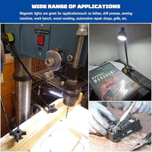 Magnetic LED Work Light, AMAZING POWER Dimmable Sewing Light with Flexible Gooseneck for Workshop Sewing Machine Workbench Lathe Drill Press view 5
