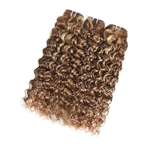 3 Tones 4/27/613 Sun-kissed Blonde Highlight Bundles Human Hair Weave for Black Women Ombre Brown Water Wave Virgin Hair 3 Bundles/Pack 14 16 18 Inch 100g/Bundle view 2