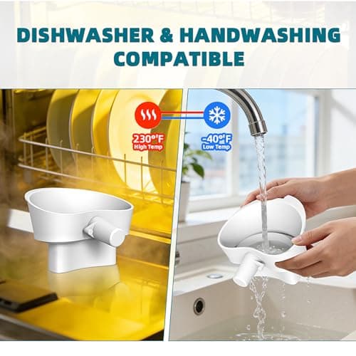 2026 Updated Flour Funnel for Kitchen Aid Mixer, Durable Anti-Splash Mixer Flour Funnel for Tilt-Head 4.5–7 Qt (KSM150), Easy Pour No-Mess Attachment, Dishwasher-Safe Baking Tool (White) view 2