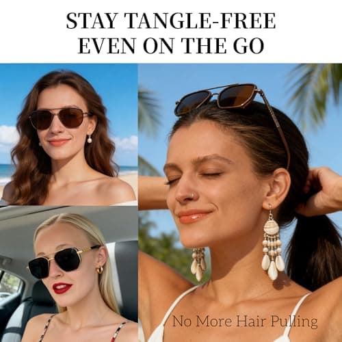 BOBUXLIIN Square Tangle Free Retro Aviator Sunglasses for Women Trendy Womens Sunglasses Polarized UV Protection Metal Frame view 2