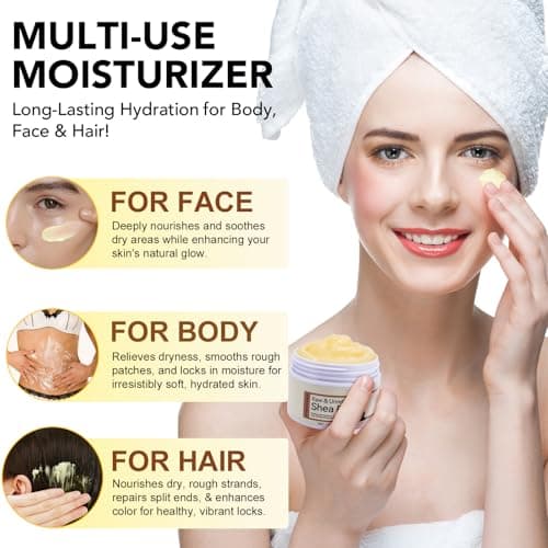 QJCWXIAOX 2Pack Raw & Unrefined Shea Butter for Body, Face & Hair, Pure Shea Butter with vitamins A, E & F, Long-Lasting Hydration for Dry Skin, Hair Care, DIY Lip Balm, Natural Moisturizer view 2