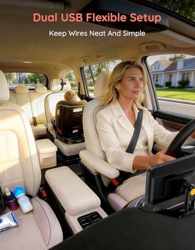 Babyvue BV5 Baby Car Camera 1080P, Dual USB Powered for Large Vehicles, IR Night Vision, 5.2” Display with Rear-Facing Car Seat Camera, Easy Installation for Infant & Toddler view 3