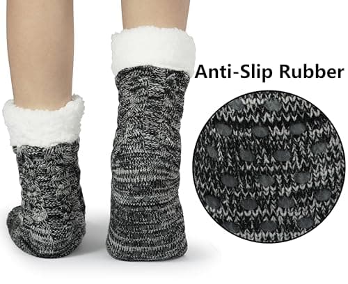BenSorts Women Winter Thick Slipper Socks with Grippers Non Slip Warm Fuzzy Socks Christmas Gifts view 2