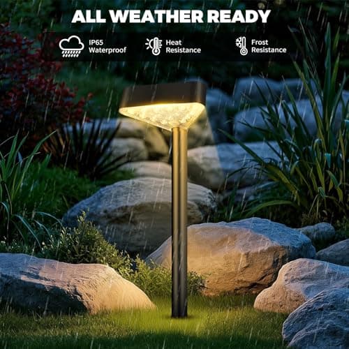 Fashlits 8 Pack Solar Pathway Lights Outdoor, Bright LED Solar Landscape Lights, Waterproof Solar Garden Lights for Yard, Patio, Walkway, Lawn, Driveway(Warm White, 8 Pack) view 3
