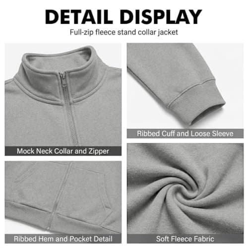 Mens Zip Up Sweatshirt Mock Neck Fall Winter view 5