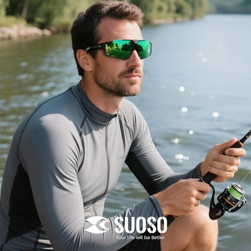suoso Polarized Sports Sunglasses Men: UV400 Running Sunglasses for Women, Lightweight Fishing Baseball Cycling Glasses TR90 view 6
