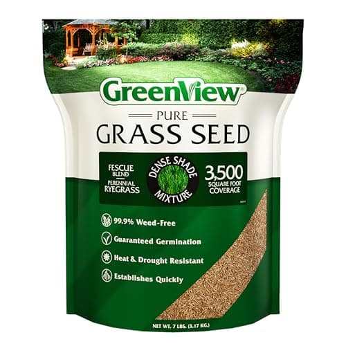 GreenView Pure Grass Seed Dense Shade Mixture, 7 lb. Bag – Covers up to 3,500 sq. ft.