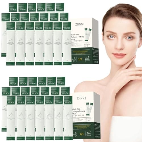 zhnnt 40 Pack Collagen Firming Face Mask，Wash-Free Firming Anti-Ageing Moisturising Face Mask,Smooth & Tight Skin,Facial Masks For Both Men And Women Of All Skin Types — image 1