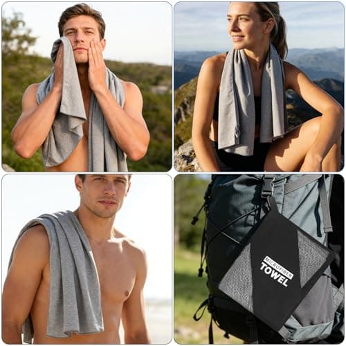 NUOYEE 2 Pack Microfiber Camping Towel Quick Dry Lightweight Travel Body Face Beach Hiking Backpacking Swimming Pool Towel(Grey, 2 Pack S(15.5X31 Inch) view 6