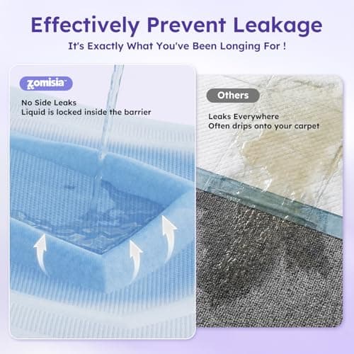 ZOMISIA 3D-Barrier Puppy Pee Pads for Dogs, 7 Cups Absorb & Rise Puffy Gel-Wall Leak-Proof, 22"x23" 25 Counts + 4 Pet Urine Test Strips, Super Absorbent Disposable Potty Training Pads view 4