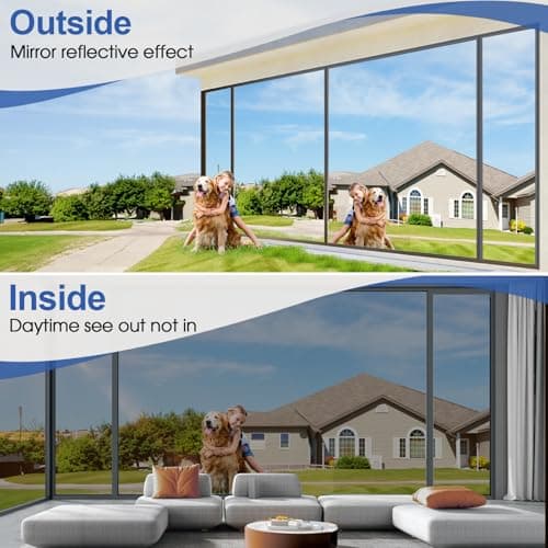 One Way Privacy Window Film,Sun Blocking Window Film with 3 Tools, Heat & UV Blocking Window Tint Film for Home, Easy Install DIY Office Window Covering See Out Not in (17.5 x 78.7 Inch,Silver) view 6