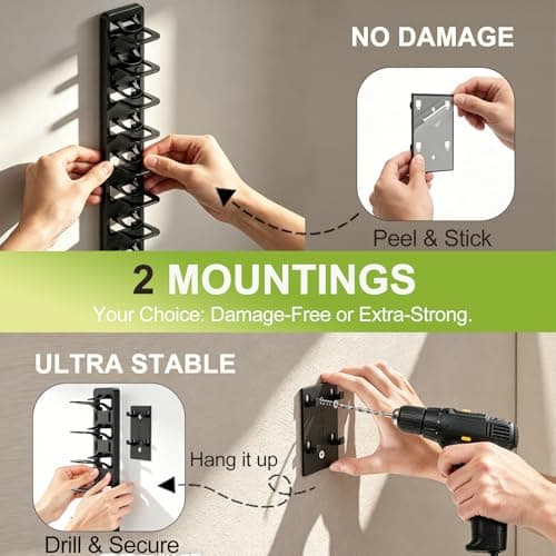HeQe Hat Organizer for Baseball Caps 2 Pack, Hat Rack for Wall, Hat Storage, Hat Holder with Strong Adhesive and Screws (Black) view 5