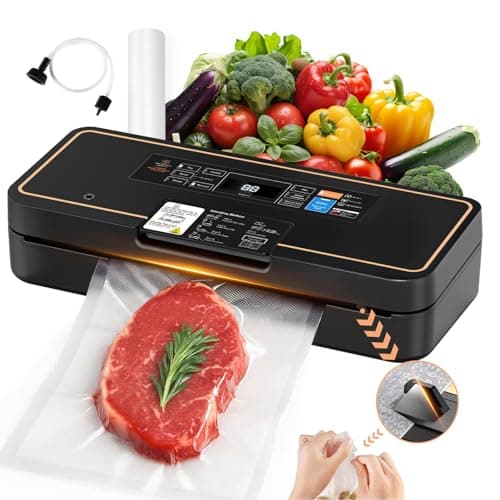 UPRUBE Vacuum Sealer for Food, 95kPa Food Saver Vacuum Sealer Machine, 135W Fast-Sealing with Easy Tear Cutter, Built-in Bag Storage, 9-in-1 Compact Food Vacuum Sealer Machine with 10 ft Bag Roll view 1