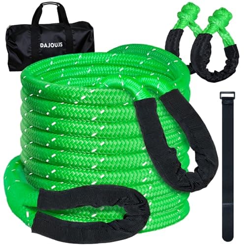 DAJOUJS Kinetic Recovery Tow Rope 7/8" x 30ft Tow Strap 48500lbs Snatch Strap with 2Pcs Soft Shackles 56000lbs Break Strength Heavy Duty Kinetic Towing Rope for Truck ATV UTV Offroad Recovery Rope Kit — image 1