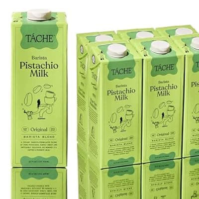 Táche Pistachio Milk, Original Vegan Barista Pistachio Creamer with No Added Oil, Frothy, Perfect Pistachio Cream for Coffee and Lattes, Plant-Based Dairy Alternative, (32oz, 6-Pack)