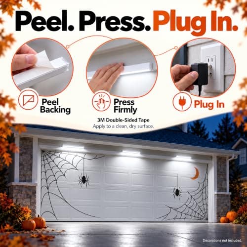 3-in-1 Garage Door LED Christmas Lights for 7x16FT Garage Door Christmas Covers, Plug-in & Easy to Install, Warm White Light for Decorations, Magnets & Banners (Cover Not Included) view 2