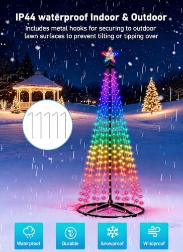 oneup 6FT Christmas Cone Tree Light, Smart RGB Light with App & Remote view 3