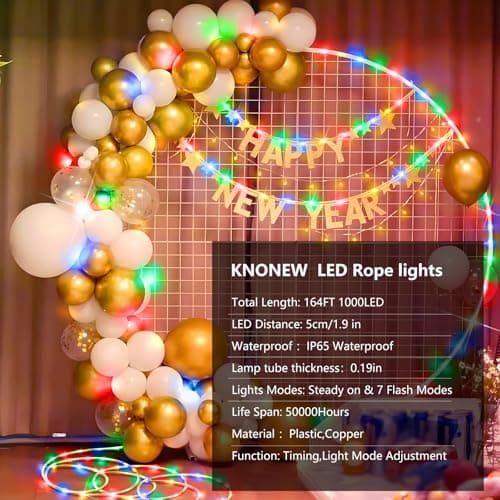 KNONEW 164FT 1000LED Rope Lights for Outside,Outdoor String Lights Waterproof 8 Modes Clear Tube Light for Indoor,Bedroom,Wedding,Garden,Patio,Christmas,Tree,Rv,Holiday Decoration(Multicolor) view 6
