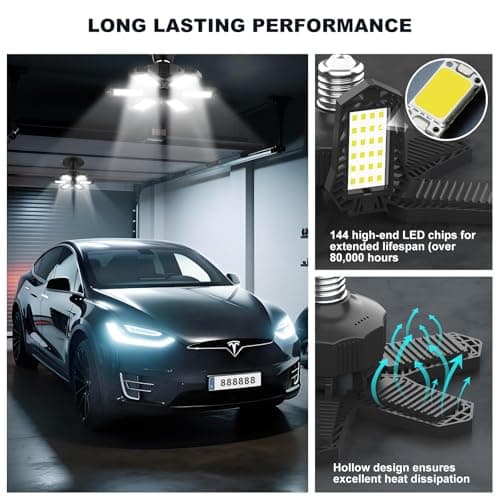 Brobantle LED Garage Lights Bulb 10 Pack 120W Led Screw in Garage Lights 12000LM 6500K Bright LED Garage Ceiling Lights Deformable Garage Shop Light for Attic Basement Workshop Screw in E26 E27 Base view 3