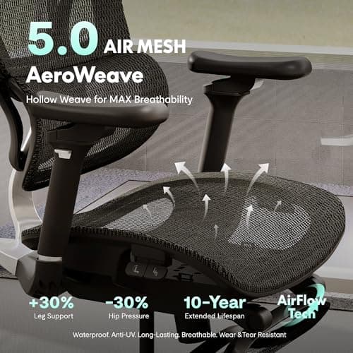 FLEXISPOT Ergoe-NEX Max Ergonomic Office Chair Black - Aluminum Alloy Frame & Base, 661 lb Capacity, 5D Armrests, 4D Adaptive Lumbar & 4D Headrest 1 view 6