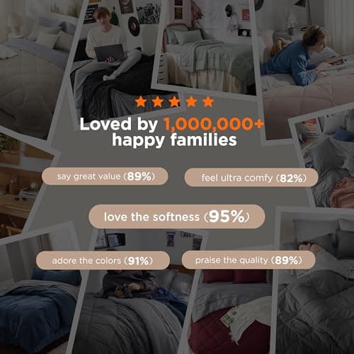 Bedsure Full Size Comforter Set - 7 Pieces Reversible Grey Bedding, Full Size Bed Set for All Seasons, Bed in a Bag with Down Alternative Comforter, Sheets, Pillowcases & Shams view 6