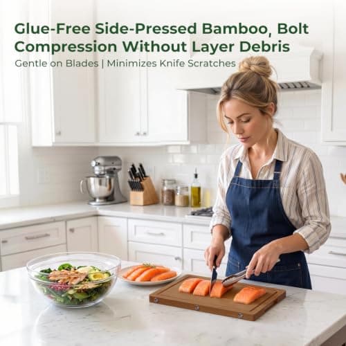 Glue & Formaldehyde-Free，Large Bamboo Cutting Board for Kitchen view 5